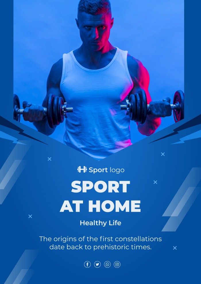 Monocolor Blue Home Personal Trainer Poster template