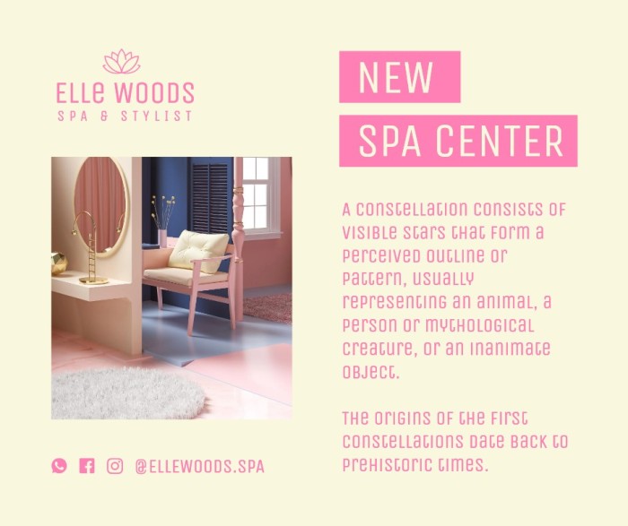 Cute Pink Elle Woods Spa Facebook Post template