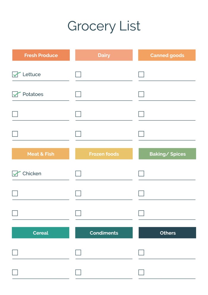 Free Simple Master Grocery List Template To Edit Online