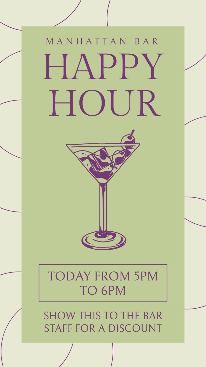 Duotone Simple Manhattan Happy Hour Instagram Story