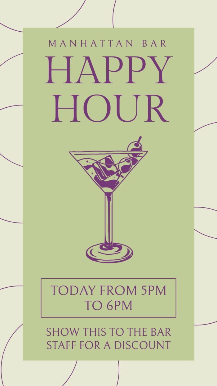 Duotone Simple Manhattan Happy Hour Instagram Story template