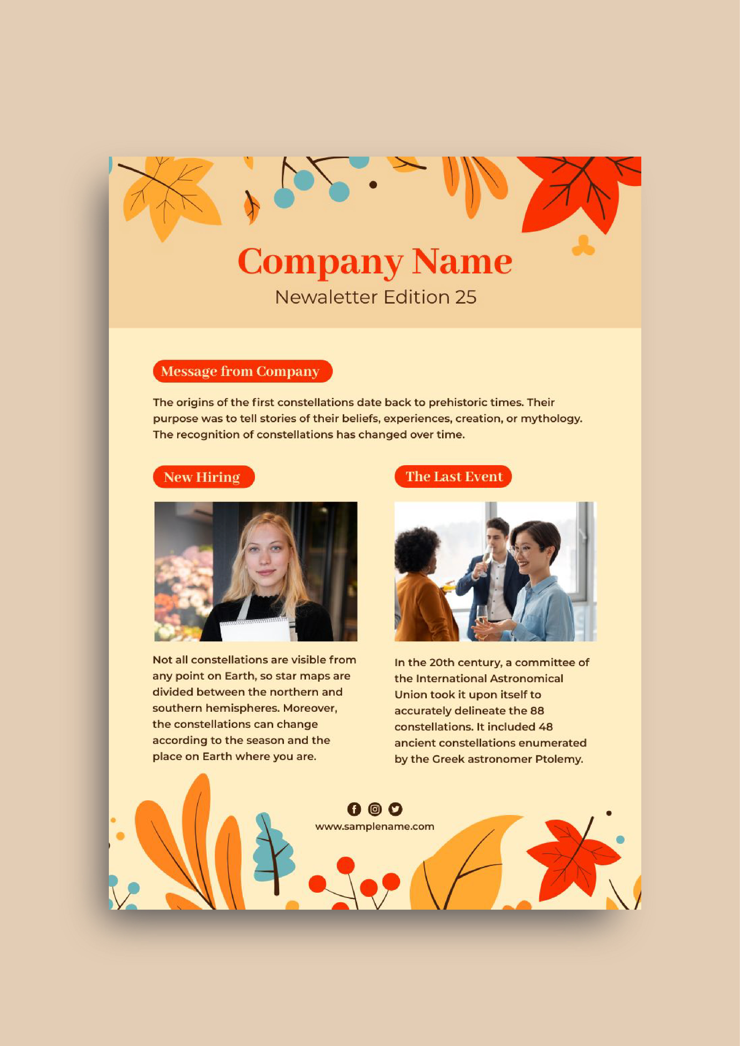 Personalize This Hand drawn Company s Generic Fall Newsletter Layout Online