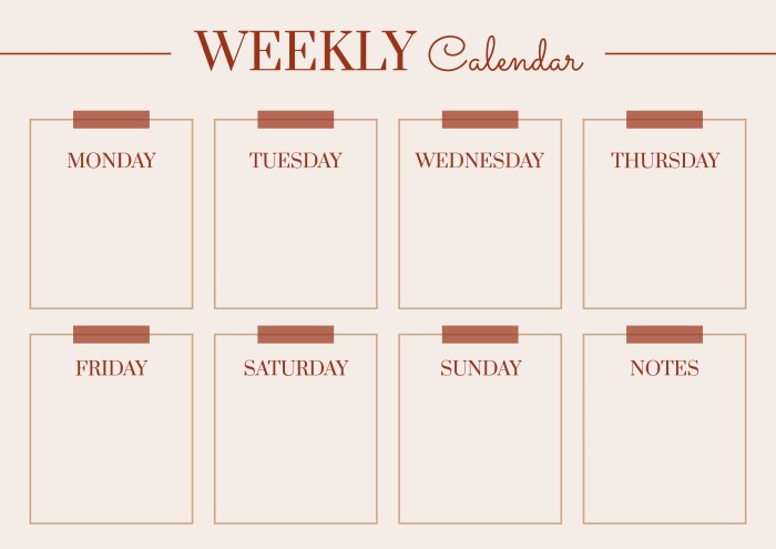 Free Minimalist Vintage Weekly Calendar template