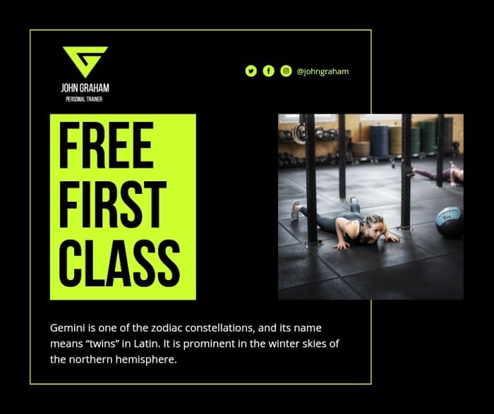 Simple G Personal Trainer Oferta Facebook Post template