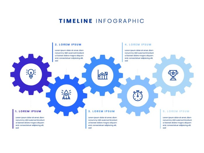 Infografía empresarial azul con engranajes template