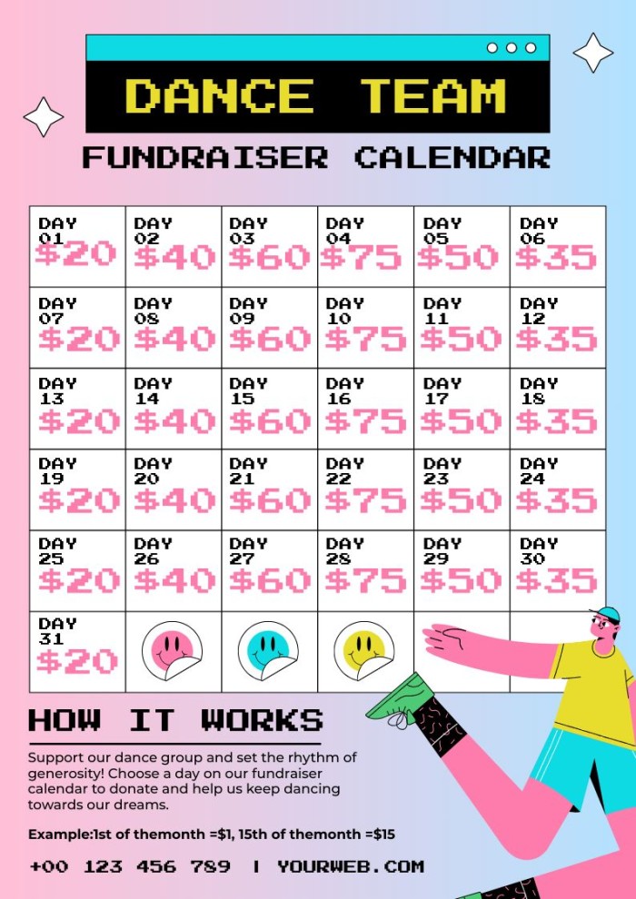Customize this Cool Dance Team Fundraiser Calendar template for free Customize this Cool Dance Team Fundraiser Calendar template for free