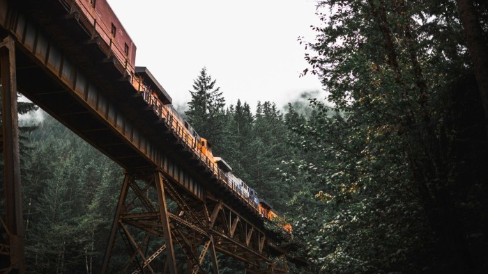 Tren de mercancías en el puente template