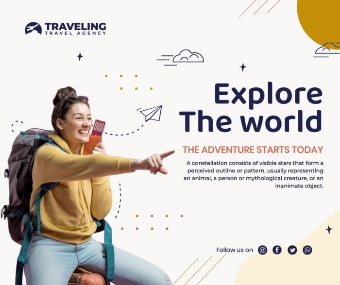 Doodle Travel & Explore Travel Agency Facebook Post template