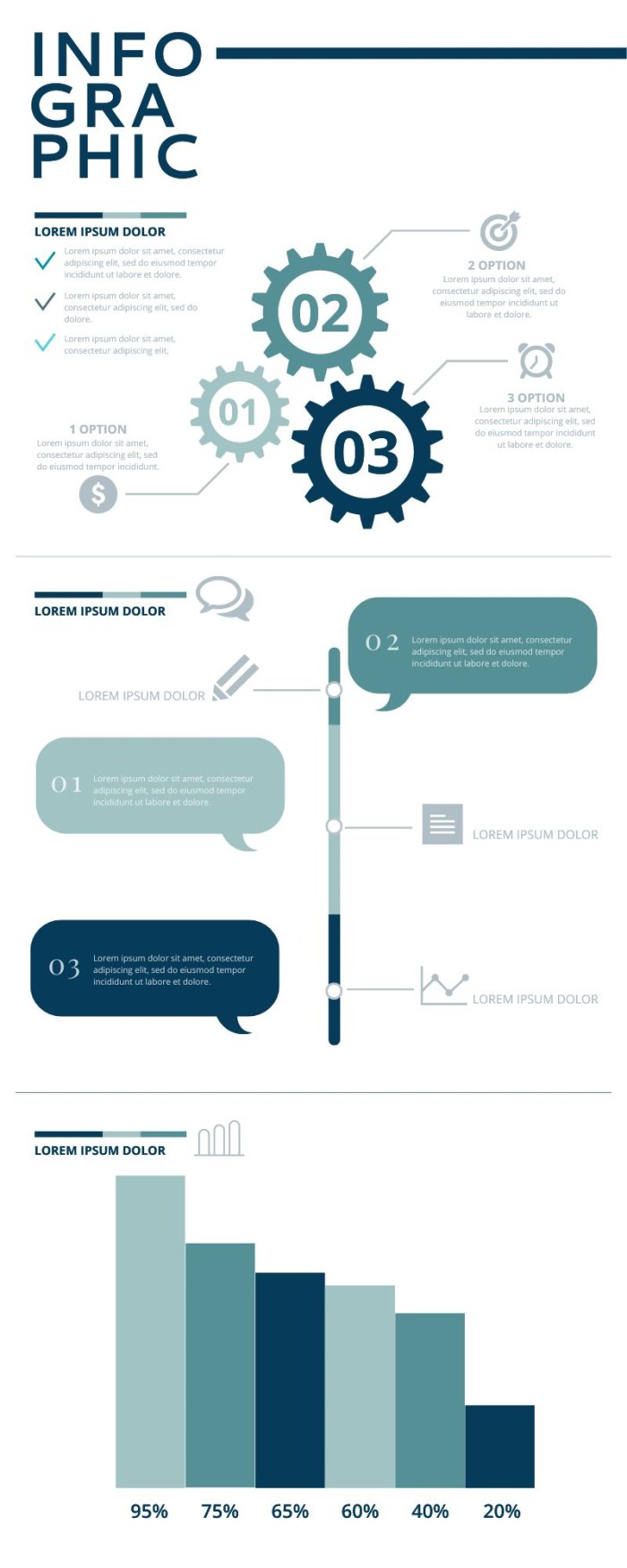 Infografía empresarial sobre los tonos azules template