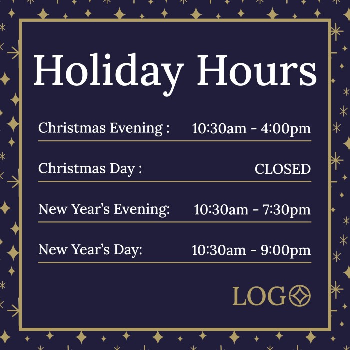 Free Duotone Winter Holidays Hours Sign Template Free Duotone Winter Holidays Hours Sign Template