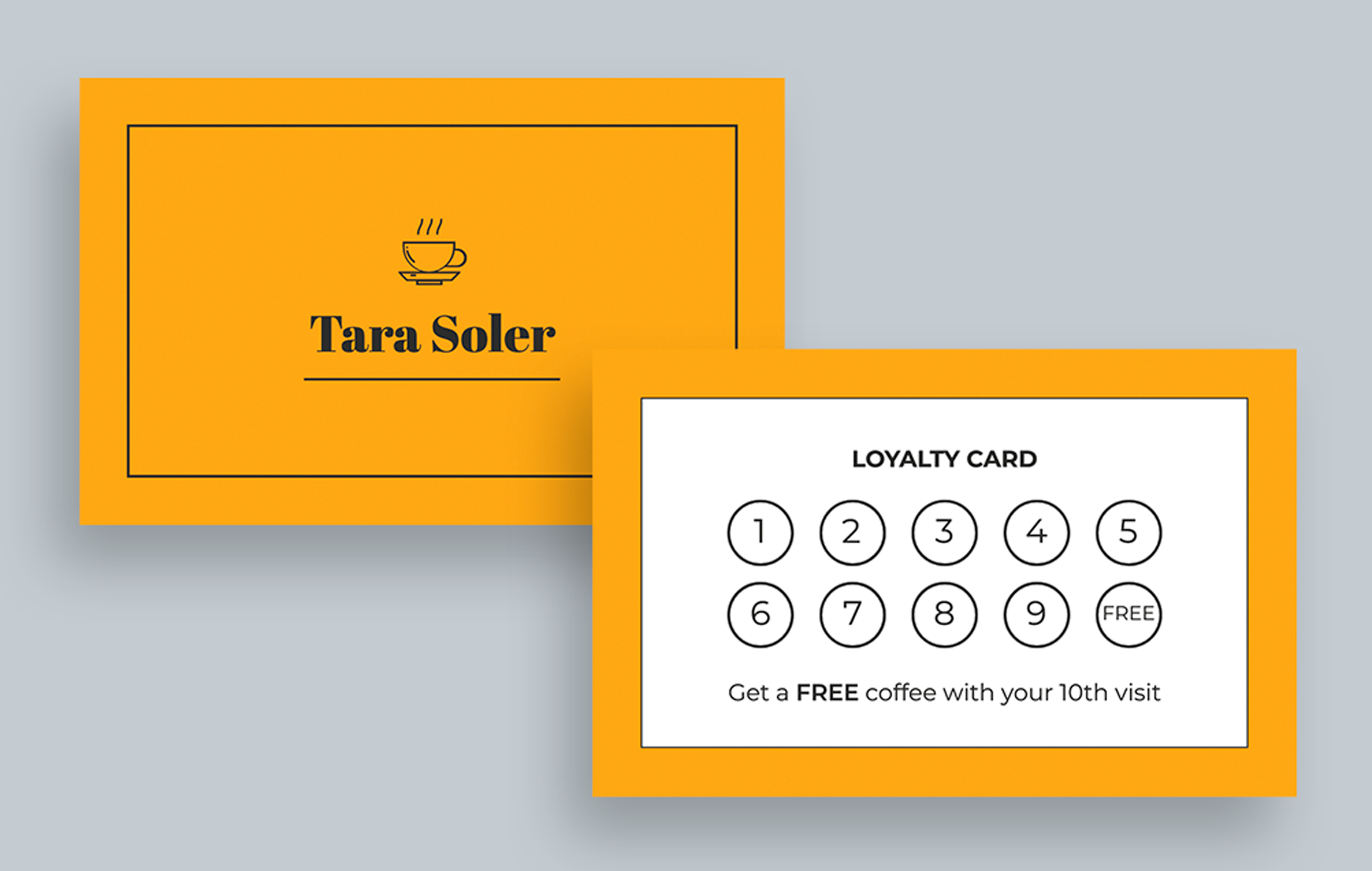 Edit This Minimalist Yellow Tara Coffee Shop Loyalty Card Template For Free