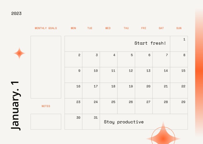 Planificador Anual Productivo con Calendario Moderno Gradiente template