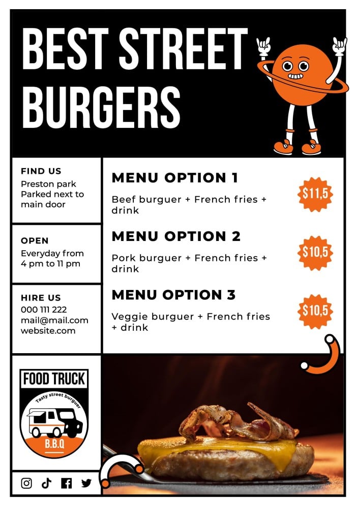 Cool Duotone BBQ Food Truck Flyer template