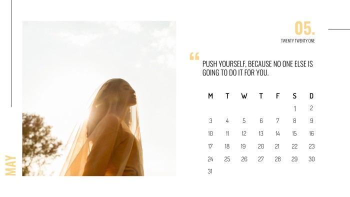 Minimalist Inspirational Photos Monthly Nature Calendar template