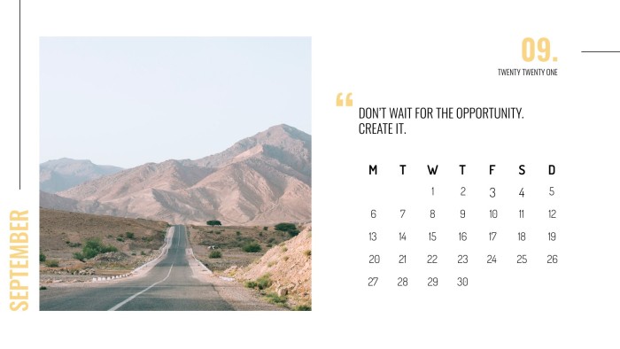 Minimalist Inspirational Photos Monthly Nature Calendar template