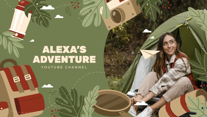 Banner de YouTube de aventura de Alexa dibujado a mano template