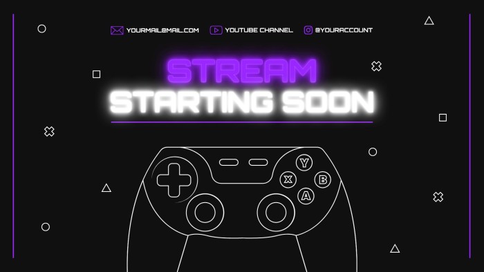 Fondo de Twitch El Streaming empezará pronto neón con dibujos template