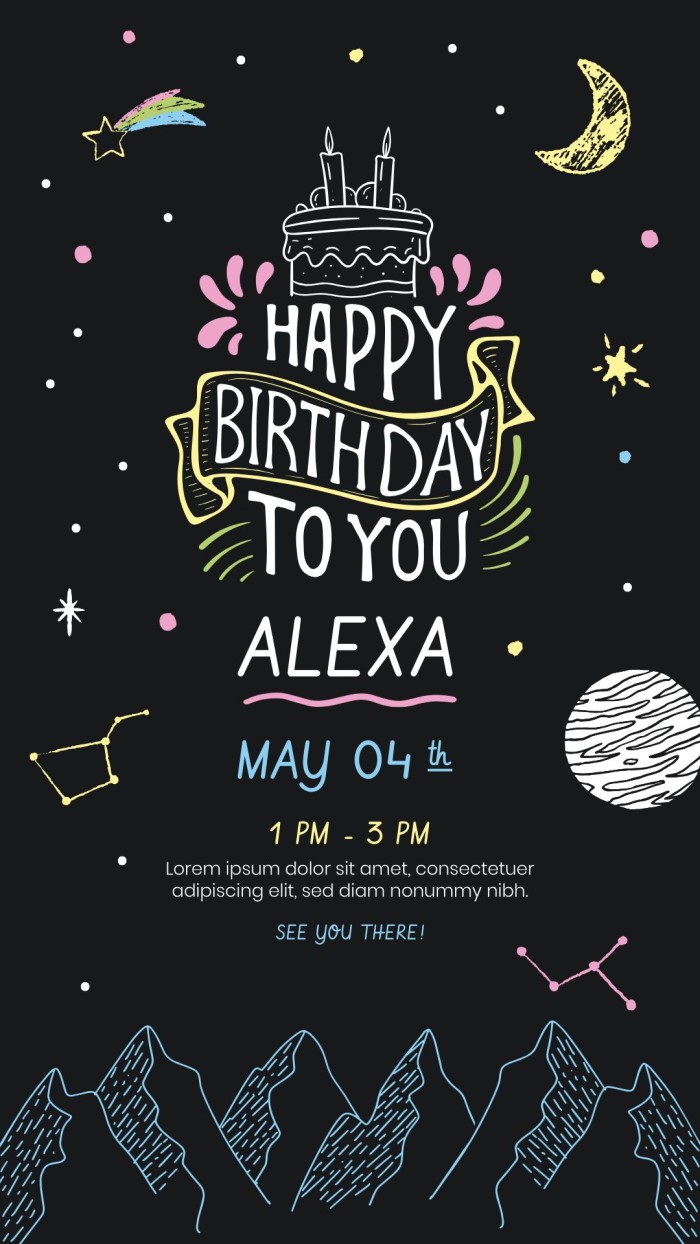 Hand-drawn Galaxy Happy Birthday Instagram Story template