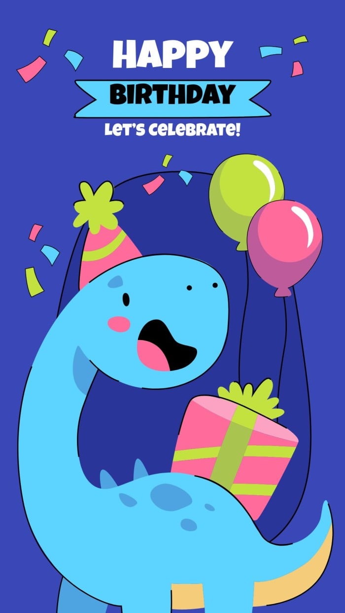 Historia de Instagram para cumpleaños infantil con divertidos dinosaurios template