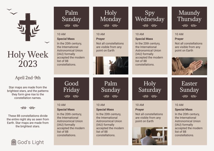 Edit this Aesthetic God's Light Holy Week Schedule layout online for free