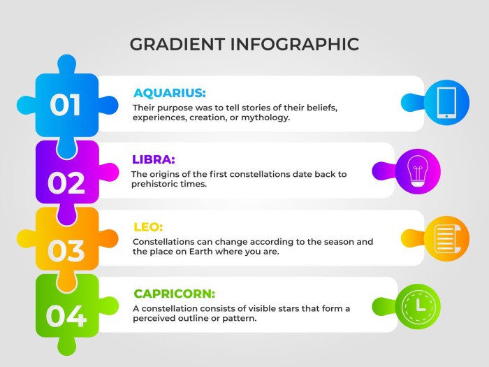 Diagrama de puzzle con pasos de empresa colorido con degradado template