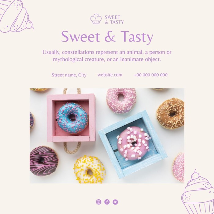 Aesthetic Sweet & Tasty Bakery Instagram Post template