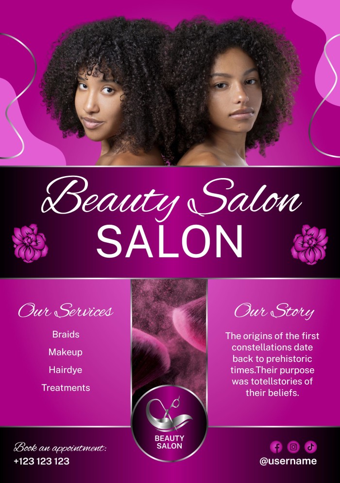 Design And Get This Gradient Waves Pink Beauty Salon Flyer Template For 