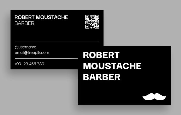 Tarjeta de visita para barbero Robert Moustache moderno Plantilla