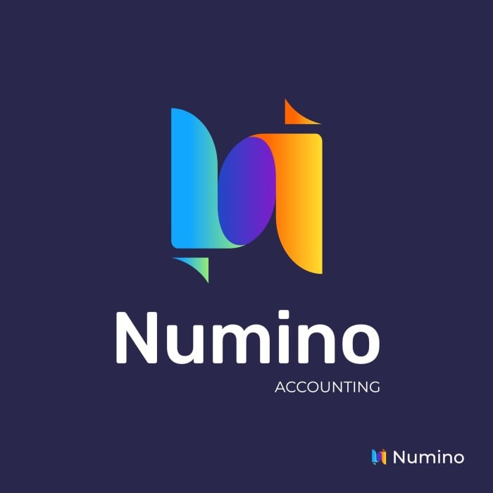 Logotipo de empresa de contabilidad Numino con degradado de colores template