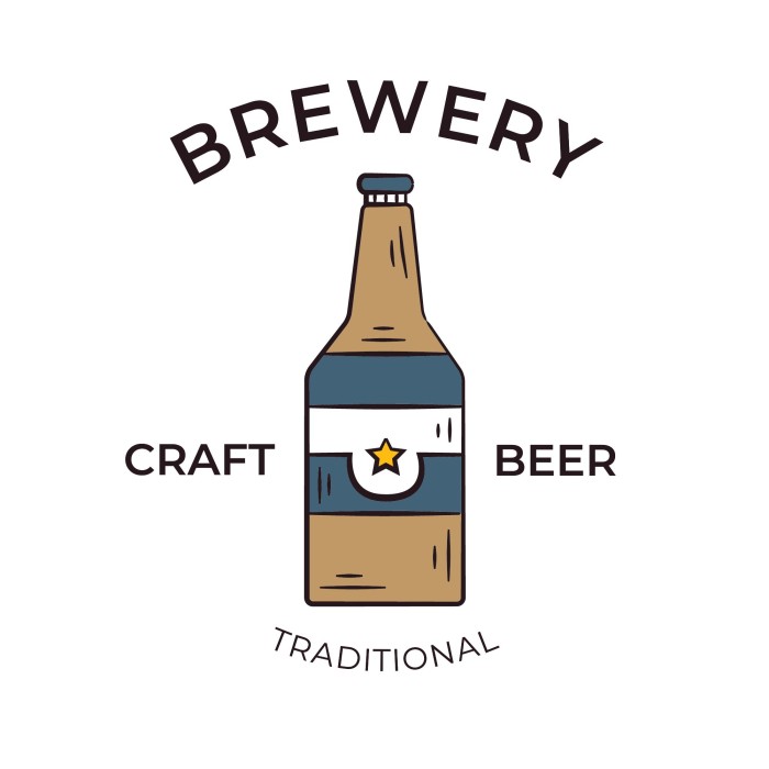 Logotipo de cervecería de cerveza artesanal doodle template