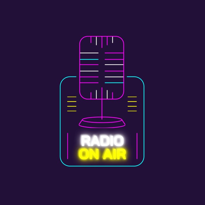 Radio lineal de neón en el logotipo aéreo template