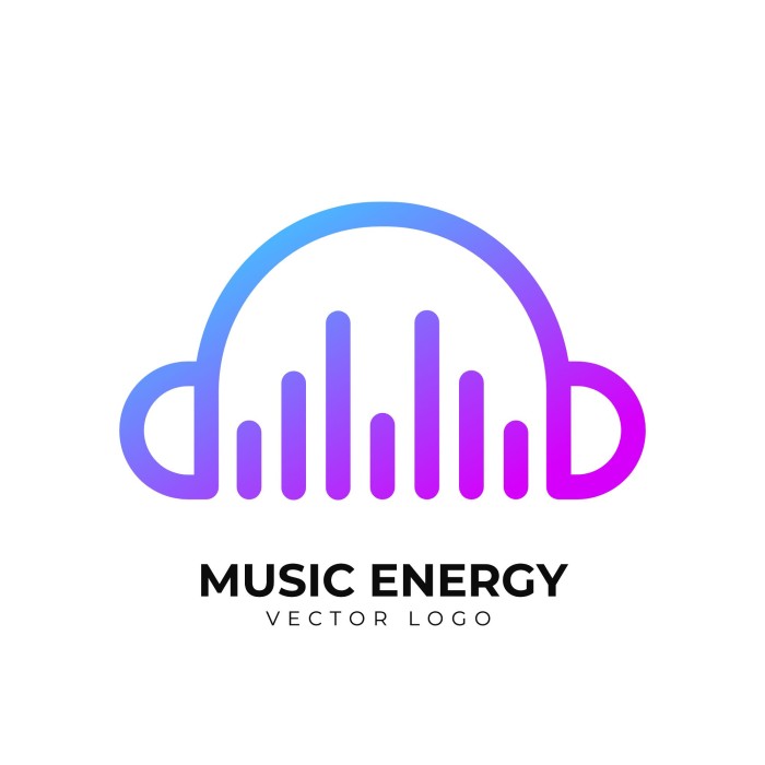 Logo moderno degradado enérgico DJ Music template