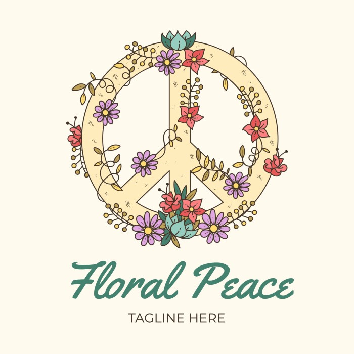 Logo floral de la paz dibujado a mano template