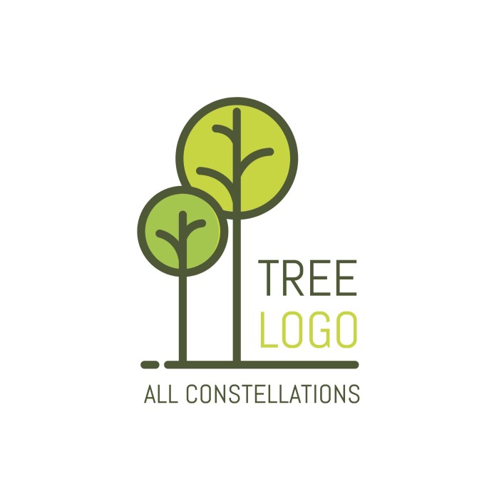 Conjunto de logo geométrico de árbol verde template