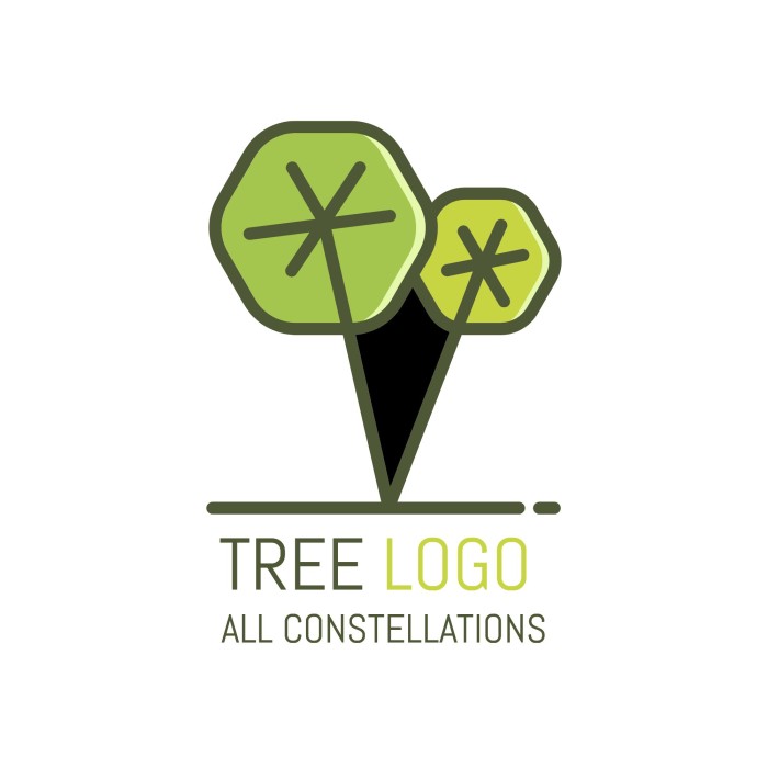 Conjunto de logo geométrico de árbol verde template