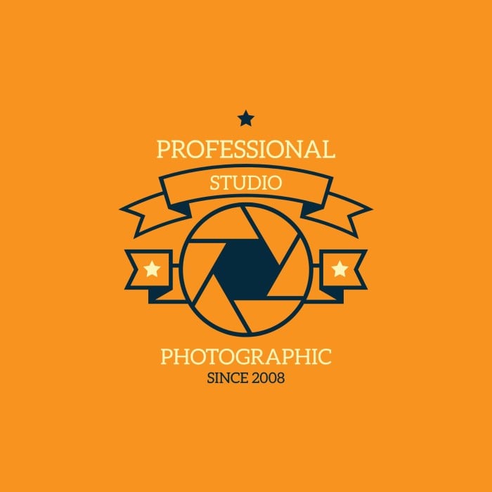 Logo profesional de fotografía en color naranja template