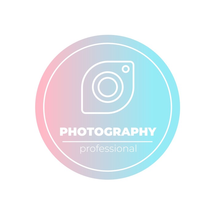 Logo de fotografía azul y rosa degradado template