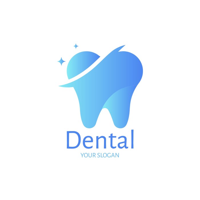 Logo de clínica dental en azul degradado template