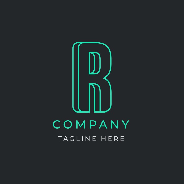 Logo moderno lineal con R template