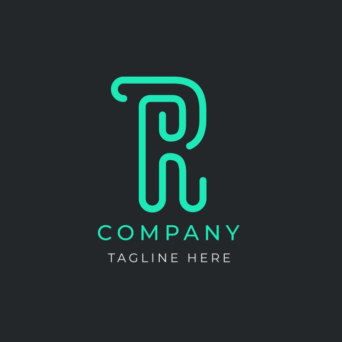 Modern Linear R Logo template