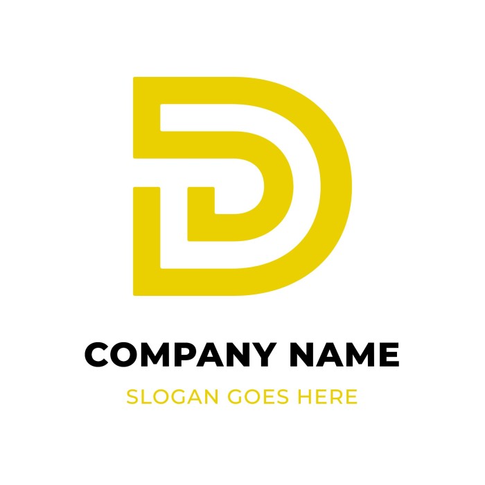 Modern Yellow D Initial Logo template