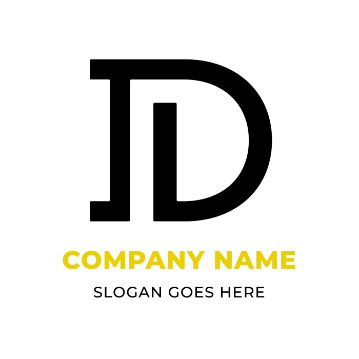 Modern Yellow D Initial Logo template