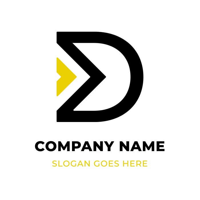 Modern Yellow D Initial Logo template