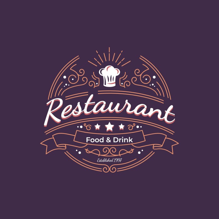 Logo circular de comida y bebida template