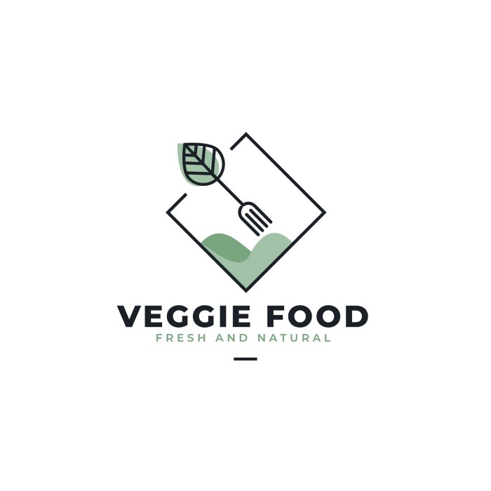 Logo geométrico y minimalista de un restaurante de comida vegetariana fresca template