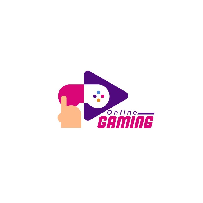 Logo de videojuego rosa y morado template