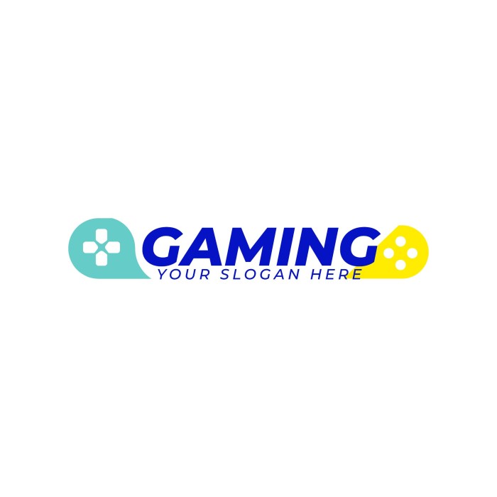 Logo de videojuego verde, azul y amarillo template