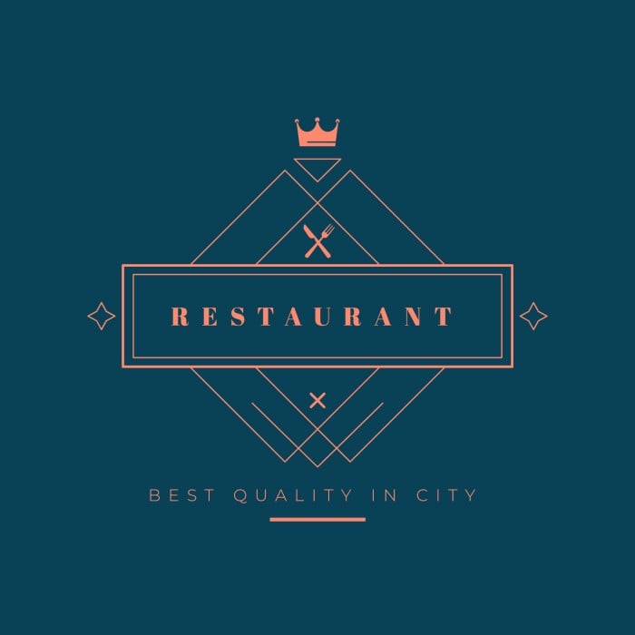 Blue and coral restaurant logo template