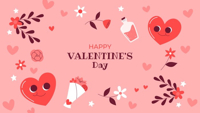 Design online this Flat Cool Happy Valentine's Day Desktop Wallpaper layout