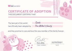Abstract Painted Monocolor Pets Certificate Template